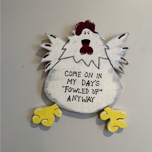 Vintage Wooden Chicken Sign - Funny "Fowled Up" Rustic Farmhouse Wall Decor